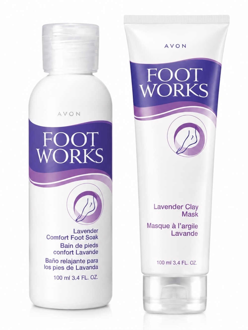 AVON FOOTWORKS LAVENDER CLAY MASK & SOAK SET (NEW WITH TAGS)